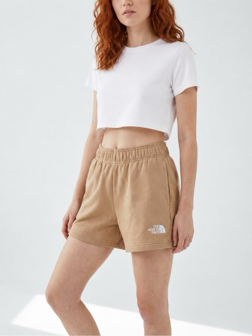 The North Face Evolution Fleece Sweat Shorts Brown camel high waist